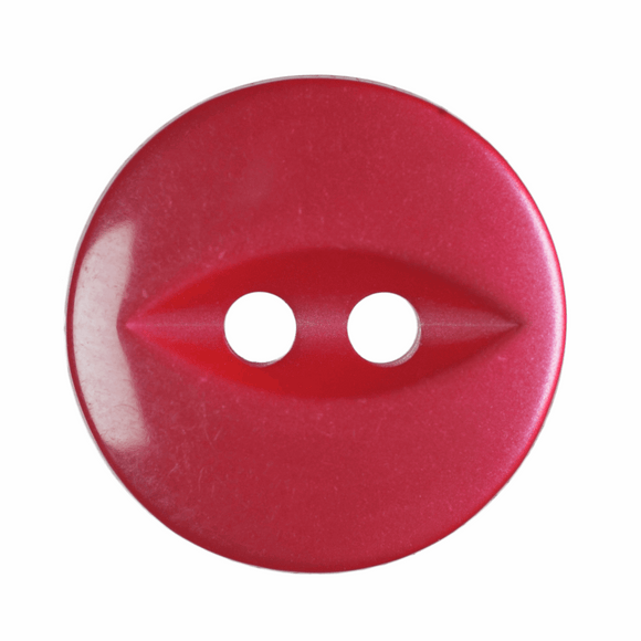 Button 14mm Round, Fish Eye in Red