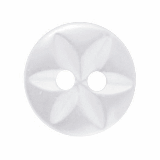 Button 11mm Round, Star in White