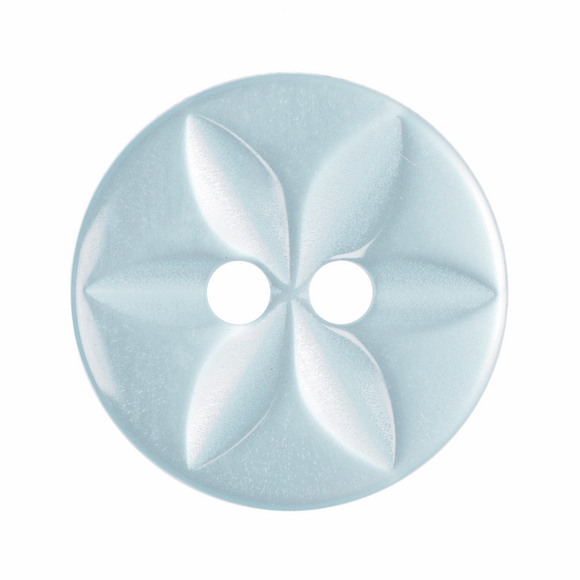 Button 14mm Round, Star in Pale Blue