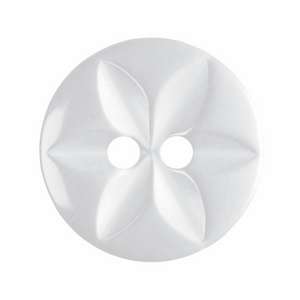 Button 14mm Round, Star in White