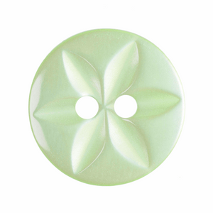 Button 14mm Round, Star in Pale Green