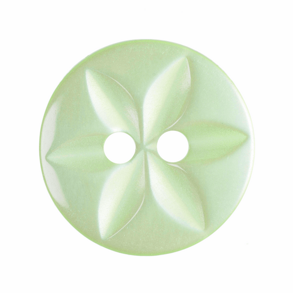 Button 11mm Round, Star in Pale Green