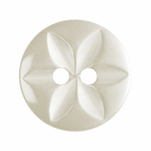 Button 14mm Round, Star in Cream