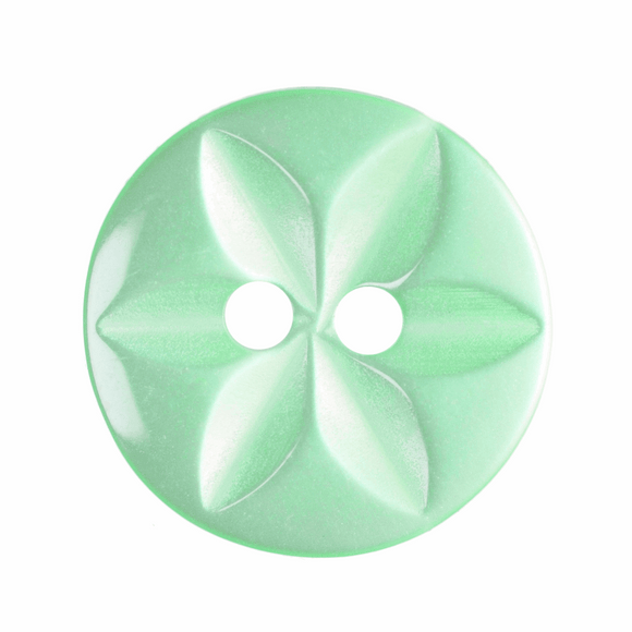 Button 14mm Round, Star in Green