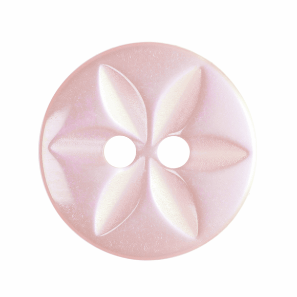 Button 14mm Round, Star in Pale Pink (B)