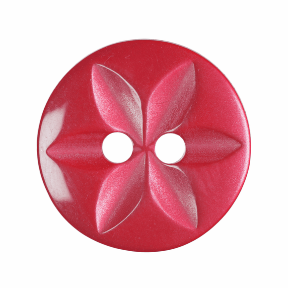 Button 14mm Round, Star in Red (B)