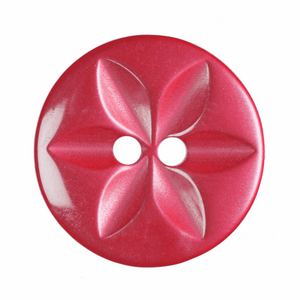 Button 16mm Round, Star in Red