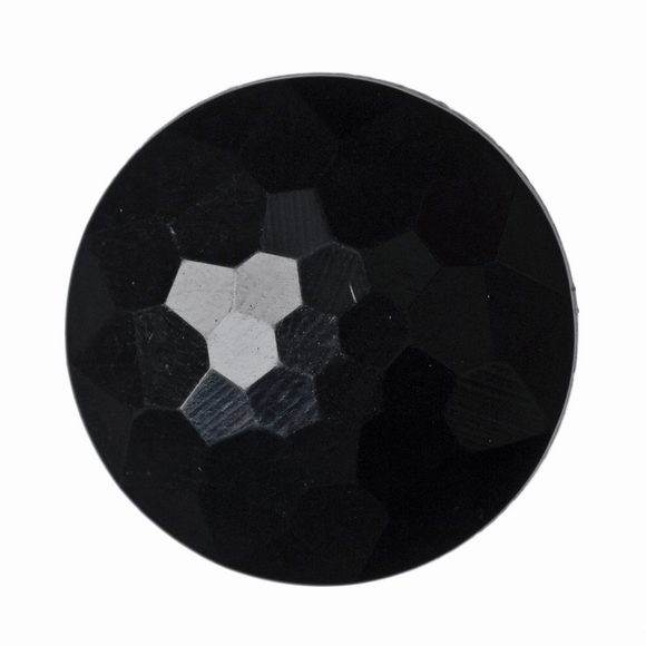 Button 11mm Round, Faceted Shank in Black