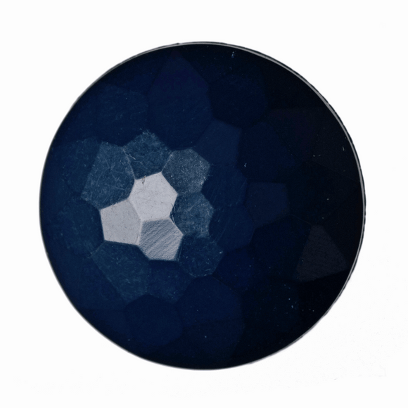 Button 14mm Round, Faceted Shank in Navy