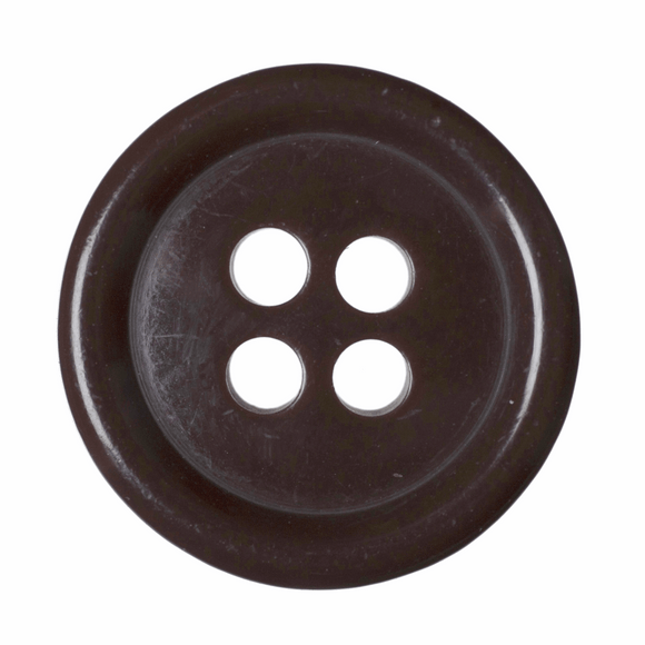 Button 15mm Round, Jacket 4 Hole in Brown