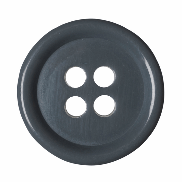 Button 15mm Round, Jacket 4 Hole in Grey
