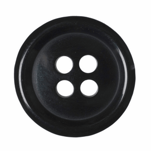 Button 15mm Round, Jacket 4 Hole in Black