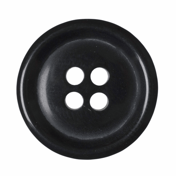 Button 19mm Round,  Jacket 4 Hole in Black