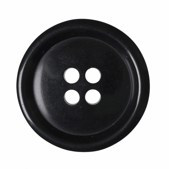 Button 23mm Round, Jacket 4 Hole in Black