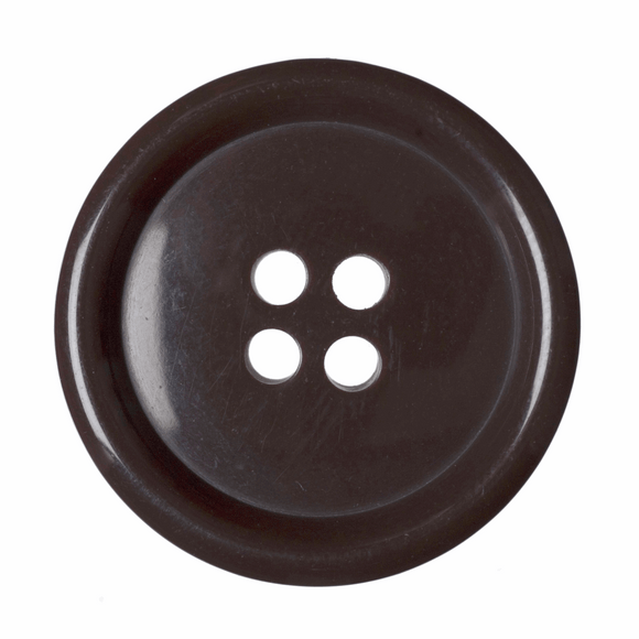 Button 25mm Round, Jacket 4 Hole in Brown