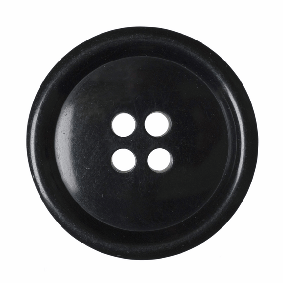 Button 25mm Round, Jacket 4 Hole in Black