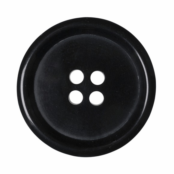 Button 28mm Round, Jacket 4 Hole in Black