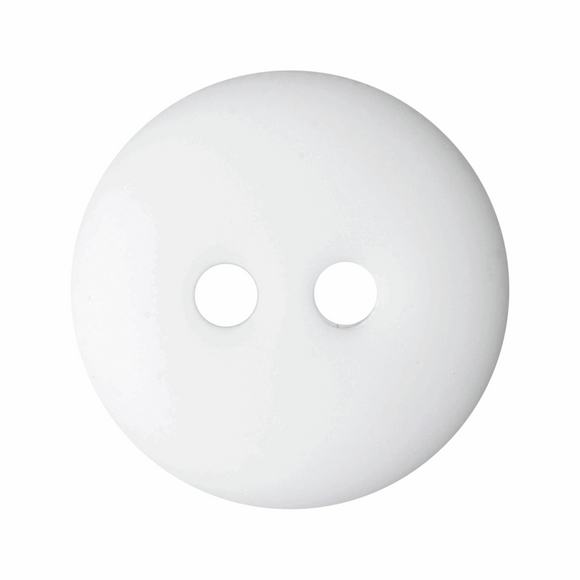 Button 15mm Round, Matt Smartie in White