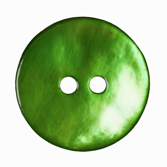 Button 15mm Round, Dyed Agoya Shell in Emerald