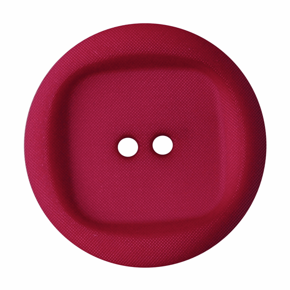 Button 28mm Round, Wavy 2 Hole Square Insert in Red