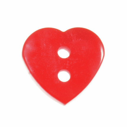 Button 15mm Heart Shaped in Red