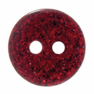 Button 12mm Round, Glitter Red