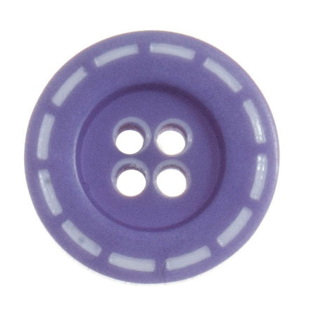 Button 18mm Round with Stitched Edge Design in Purple
