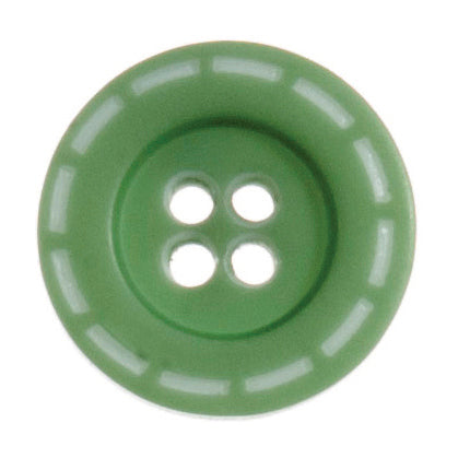 Button 18mm Round with Stitched Edge Design in Green