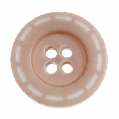 Button 18mm Round with Stitched Edge Design in Fawn