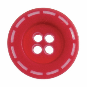Button 18mm Round with Stitched Edge Design in Red