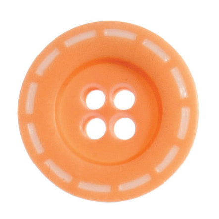 Button 18mm Round Stitched Design in Coral