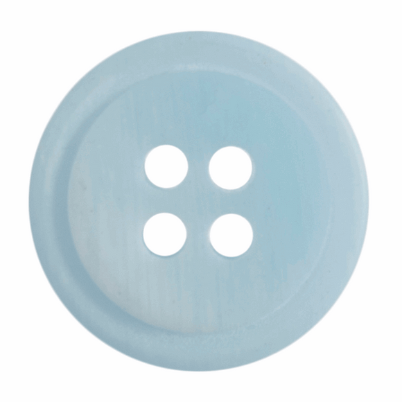 Button 15mm Round, Ombre Rimmed in Light Blue