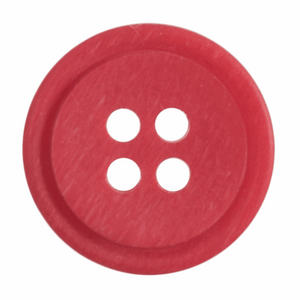 Button 15mm Round, Ombre Rimmed in Red