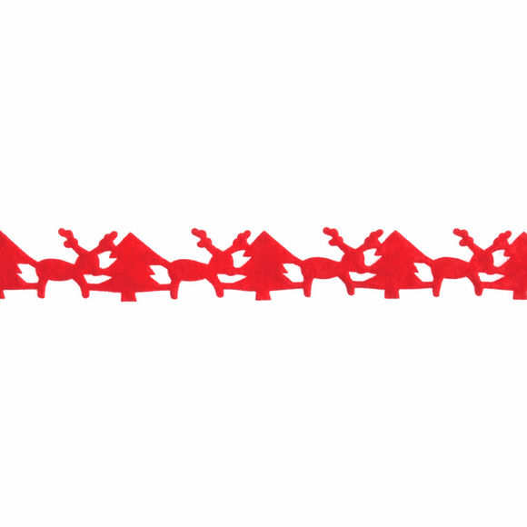 Ribbon 20mm Christmas Deer in Trees Red