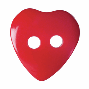 Button 12.5mm Heart Shaped in Red