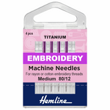 Machine Needles - Embroidery 80/12 (pack of 4) by Hemline