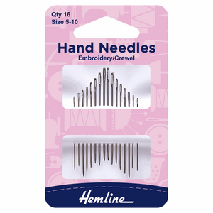 Hand Sewing Needles - Embroidery/Crewel Sizes 5-10 (Pack of 16)