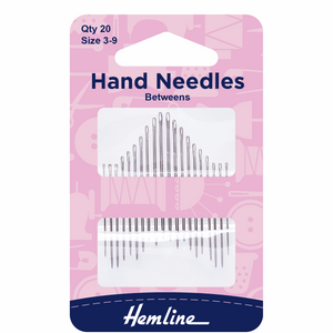 Hand Sewing Needles - Betweens/Quilters Asstd Sizes 3-9 (pack of 20)