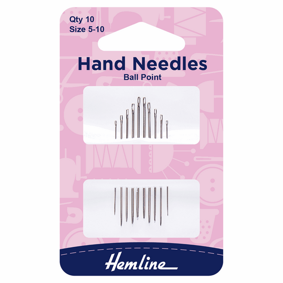 Hand Sewing Needles - Ball Point Sizes 5-10 (pack of 10)
