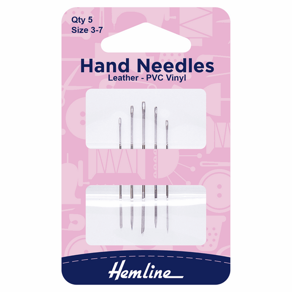 Hand Sewing Needles - Leather /PVC Vinyl Sizes 3-7 (Pack of 5)