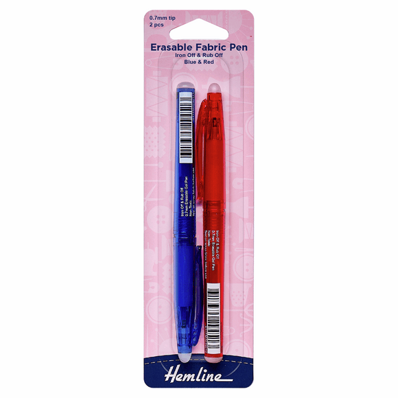 Fabric Marker Pen (Iron/Rub Off) by Hemline (Blue & Red)
