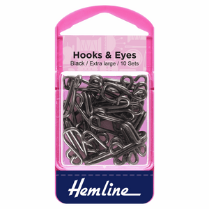 Hooks & Eyes Size 9 Extra Large Black