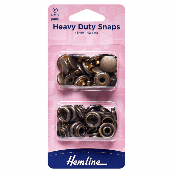 Snaps Heavy Duty Refill Pack 15mm Antique Brass (12 sets)