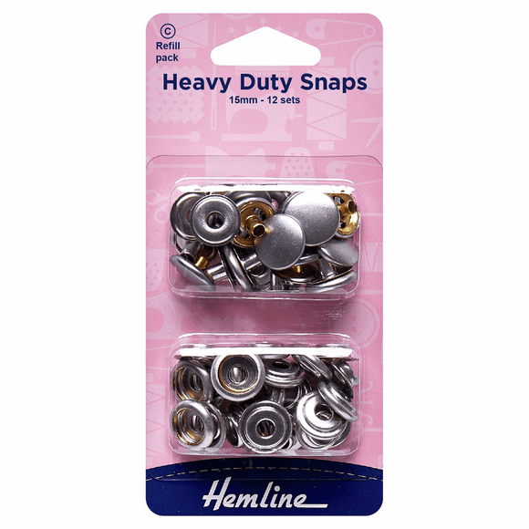 Snaps Heavy Duty Refill Pack 15mm Nickel Silver (12 sets)