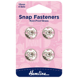 Snap Fasteners 15mm Sew On in Nickel by Hemline (4 sets)