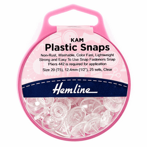 KAM Plastic Snaps 12.4mm Size 20/T5 Clear (25 sets)