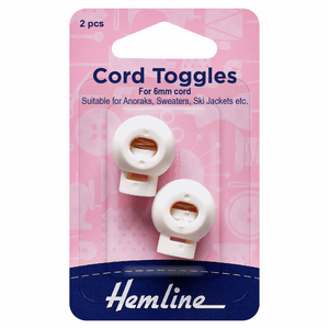 Cord Toggles 6mm White (pack of 2)