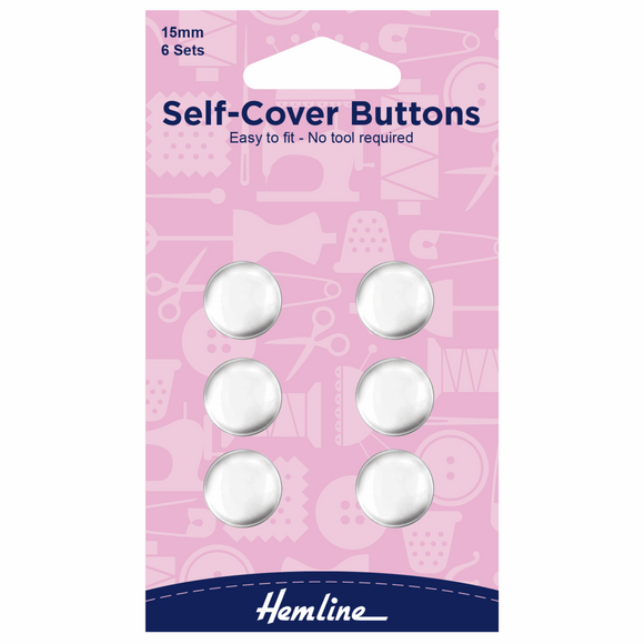 Buttons 15mm Self Covered Metal (6 sets)