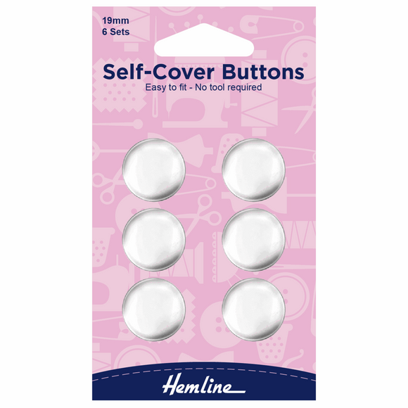 Buttons 19mm Self Covered Metal (6 sets)