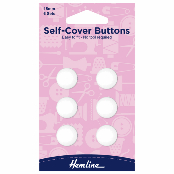 Buttons 15mm Self Covered (6 sets)